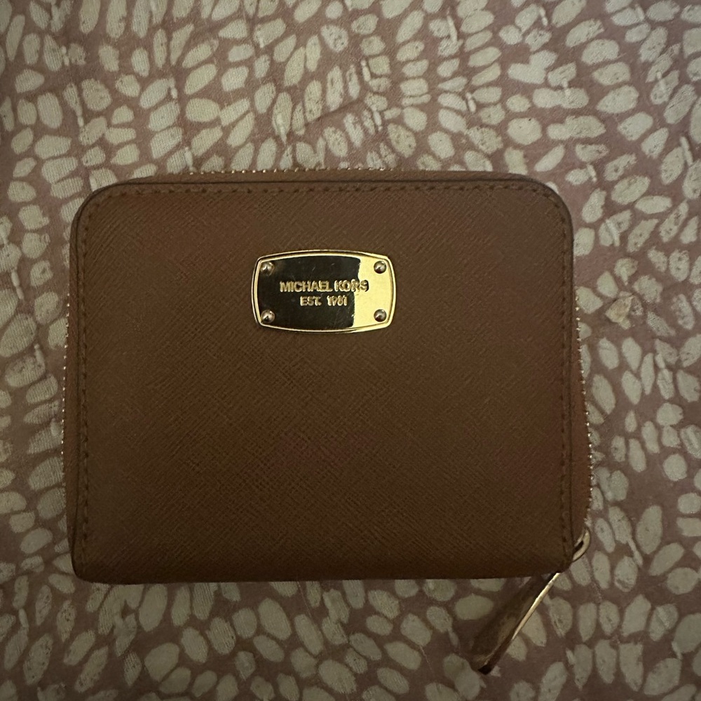 Michael Kors Tan Wallet with Gold Zipper